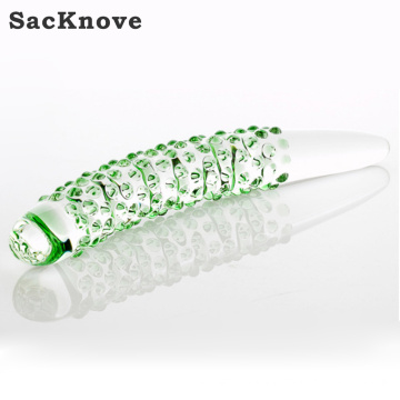 SacKnove 470041 Handmade Pull Beads Anal Plug Crystal Realistic Cucumber Glass Dildo For Women Pussy Masturbate